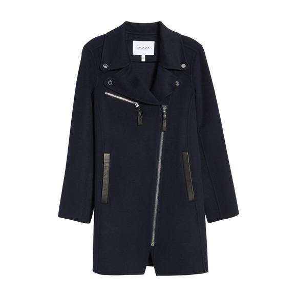 ✨NWT✨ DEREK LAM 10 CROSBY Wool Moto Style Coat Navy Sz US 10 (Large) - Picture 5 of 6